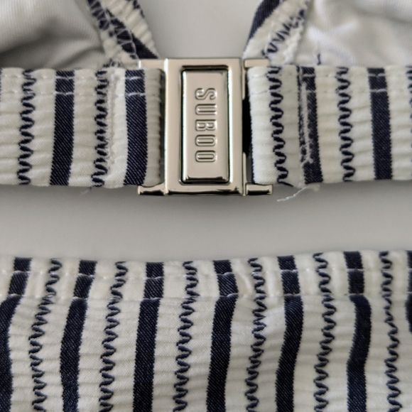 Suboo Cabana Triangle Tie Striped Seersucker 2 pc Bikini Swimsuit 8 NWT - Picture 8 of 9